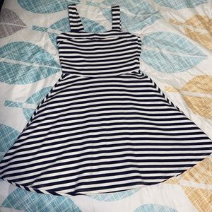 Abercrombie kids navy and white striped dress